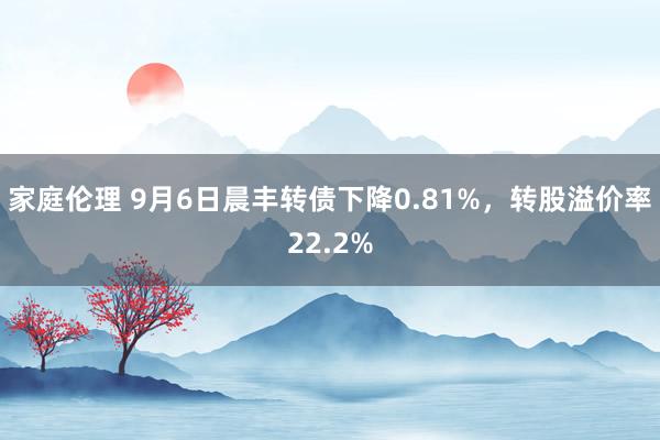 家庭伦理 9月6日晨丰转债下降0.81%，转股溢价率22.2%