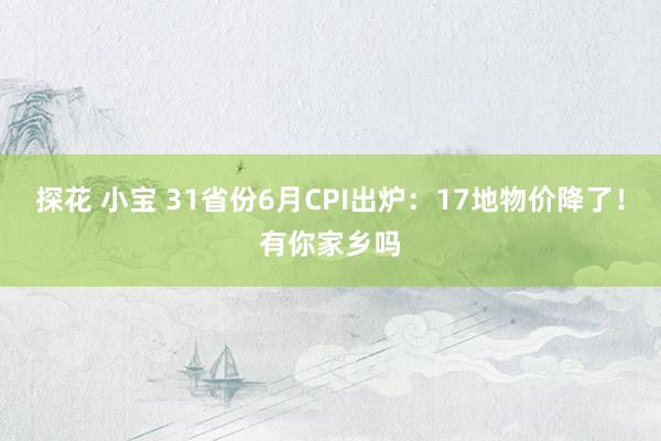 探花 小宝 31省份6月CPI出炉：17地物价降了！有你家乡吗