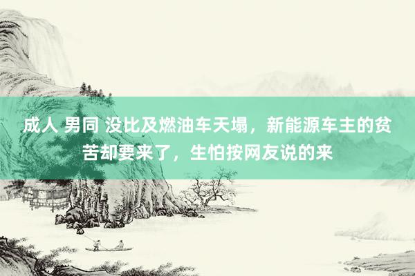 成人 男同 没比及燃油车天塌，新能源车主的贫苦却要来了，生怕按网友说的来