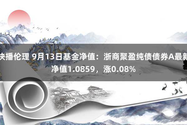 快播伦理 9月13日基金净值：浙商聚盈纯债债券A最新净值1.0859，涨0.08%