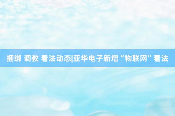 捆绑 调教 看法动态|亚华电子新增“物联网”看法