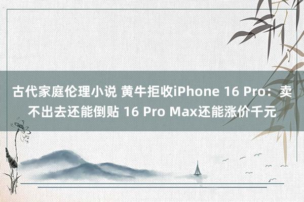 古代家庭伦理小说 黄牛拒收iPhone 16 Pro：卖不出去还能倒贴 16 Pro Max还能涨价千元