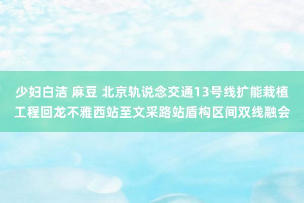 少妇白洁 麻豆 北京轨说念交通13号线扩能栽植工程回龙不雅西站至文采路站盾构区间双线融会