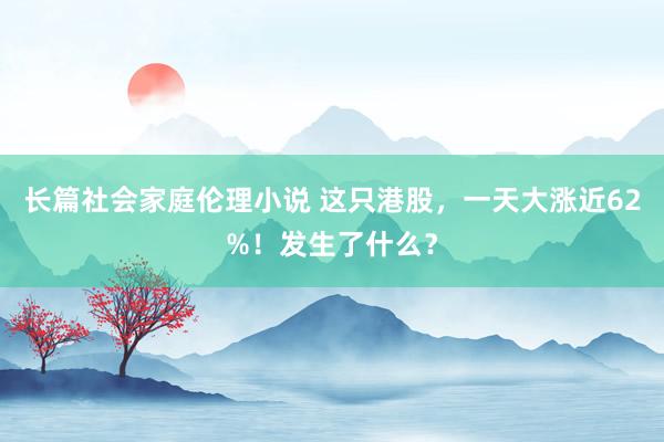 长篇社会家庭伦理小说 这只港股，一天大涨近62%！发生了什么？