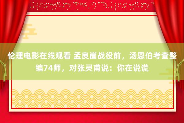 伦理电影在线观看 孟良崮战役前，汤恩伯考查整编74师，对张灵甫说：你在说谎