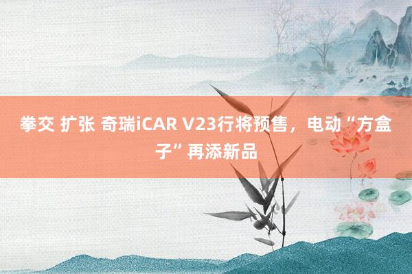 拳交 扩张 奇瑞iCAR V23行将预售，电动“方盒子”再添新品