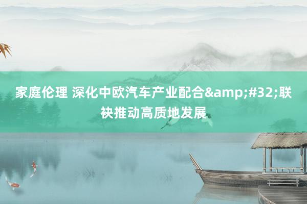 家庭伦理 深化中欧汽车产业配合&#32;联袂推动高质地发展