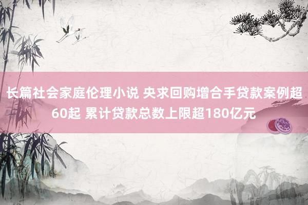 长篇社会家庭伦理小说 央求回购增合手贷款案例超60起 累计贷款总数上限超180亿元