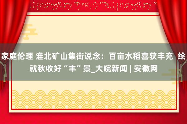 家庭伦理 淮北矿山集街说念：百亩水稻喜获丰充  绘就秋收好“丰”景_大皖新闻 | 安徽网