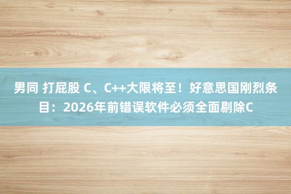 男同 打屁股 C、C++大限将至！好意思国刚烈条目：2026年前错误软件必须全面剔除C