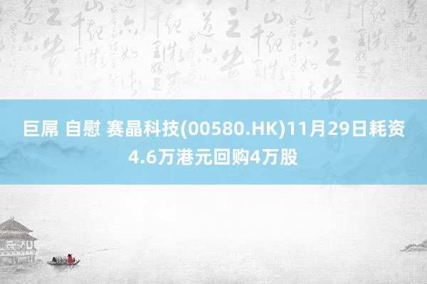 巨屌 自慰 赛晶科技(00580.HK)11月29日耗资4.6万港元回购4万股