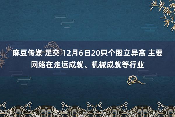 麻豆传媒 足交 12月6日20只个股立异高 主要网络在走运成就、机械成就等行业