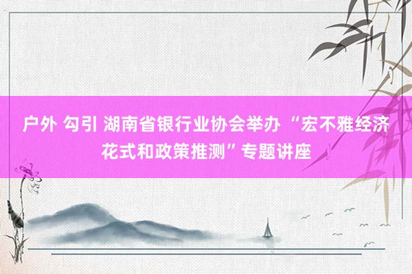 户外 勾引 湖南省银行业协会举办 “宏不雅经济花式和政策推测”专题讲座