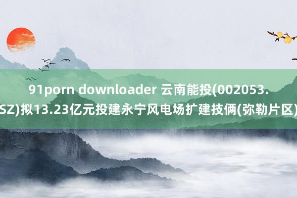91porn downloader 云南能投(002053.SZ)拟13.23亿元投建永宁风电场扩建技俩(弥勒片区)