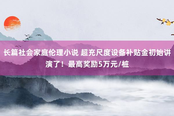 长篇社会家庭伦理小说 超充尺度设备补贴金初始讲演了！最高奖励5万元/桩