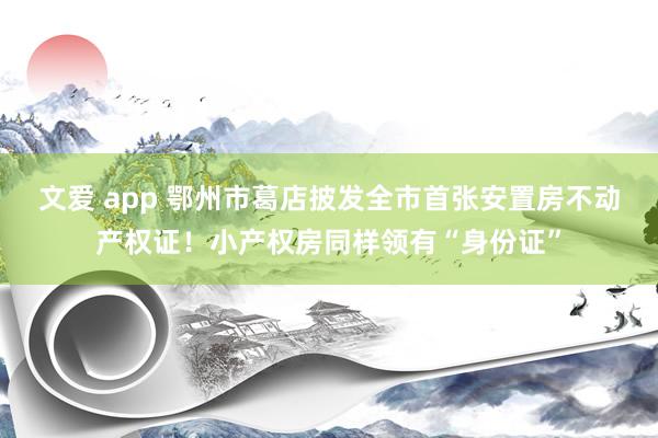 文爱 app 鄂州市葛店披发全市首张安置房不动产权证！小产权房同样领有“身份证”