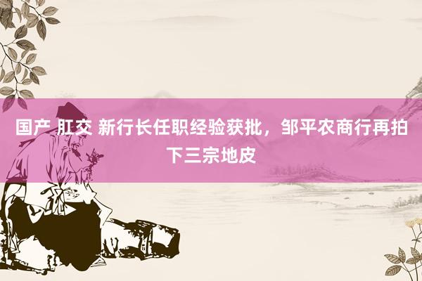 国产 肛交 新行长任职经验获批，邹平农商行再拍下三宗地皮