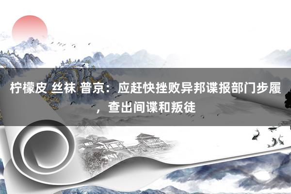 柠檬皮 丝袜 普京：应赶快挫败异邦谍报部门步履，查出间谍和叛徒