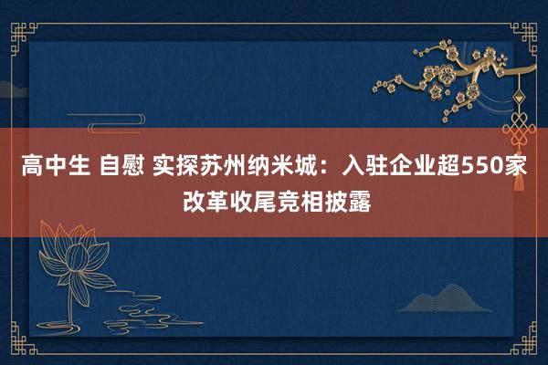 高中生 自慰 实探苏州纳米城：入驻企业超550家 改革收尾竞相披露