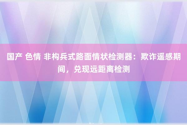 国产 色情 非构兵式路面情状检测器：欺诈遥感期间，兑现远距离检测