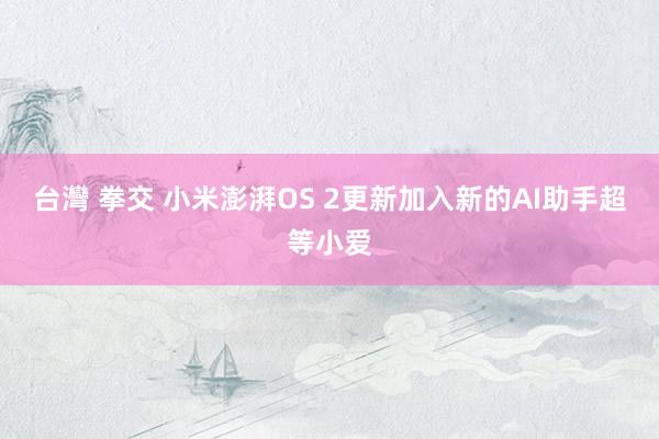 台灣 拳交 小米澎湃OS 2更新加入新的AI助手超等小爱