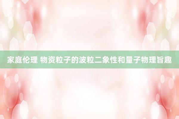 家庭伦理 物资粒子的波粒二象性和量子物理旨趣