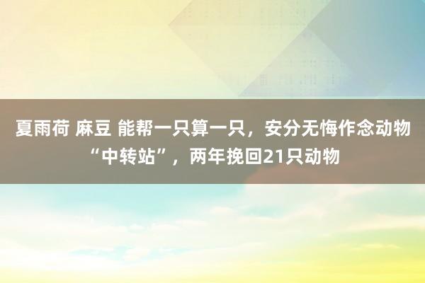 夏雨荷 麻豆 能帮一只算一只，安分无悔作念动物“中转站”，两年挽回21只动物