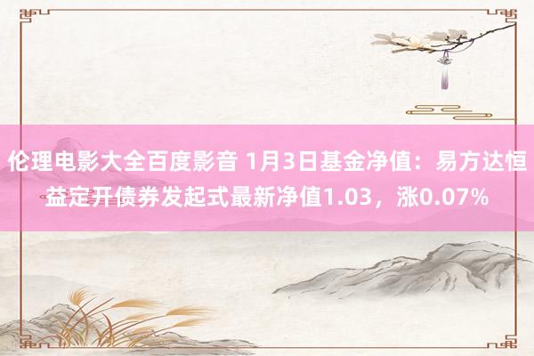 伦理电影大全百度影音 1月3日基金净值：易方达恒益定开债券发起式最新净值1.03，涨0.07%