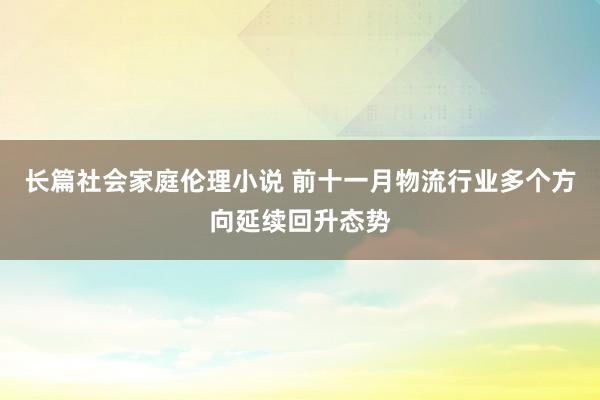 长篇社会家庭伦理小说 前十一月物流行业多个方向延续回升态势