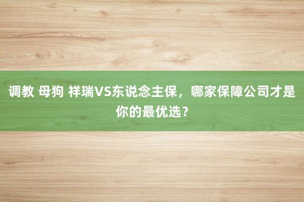 调教 母狗 祥瑞VS东说念主保，哪家保障公司才是你的最优选？