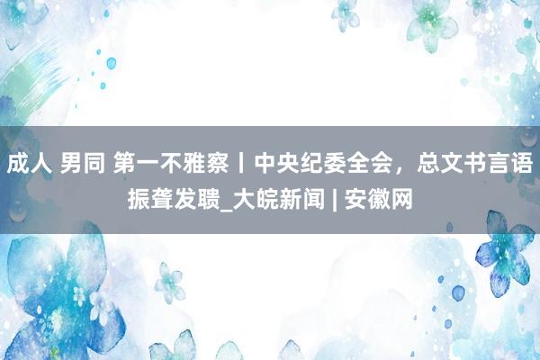 成人 男同 第一不雅察丨中央纪委全会，总文书言语振聋发聩_大皖新闻 | 安徽网