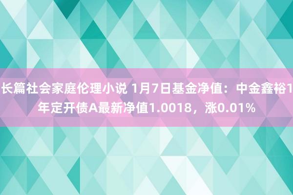 长篇社会家庭伦理小说 1月7日基金净值：中金鑫裕1年定开债A最新净值1.0018，涨0.01%