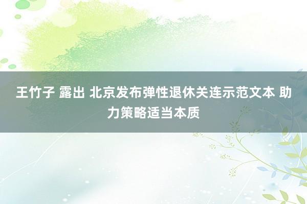王竹子 露出 北京发布弹性退休关连示范文本 助力策略适当本质