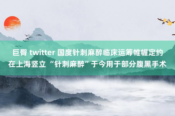 巨臀 twitter 国度针刺麻醉临床运筹帷幄定约在上海竖立 “针刺麻醉”于今用于部分腹黑手术