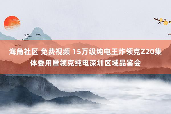 海角社区 免费视频 15万级纯电王炸领克Z20集体委用暨领克纯电深圳区域品鉴会