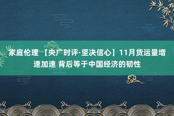 家庭伦理 【央广时评·坚决信心】11月货运量增速加速 背后等于中国经济的韧性