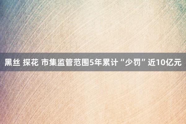 黑丝 探花 市集监管范围5年累计“少罚”近10亿元