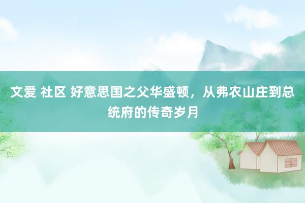 文爱 社区 好意思国之父华盛顿，从弗农山庄到总统府的传奇岁月