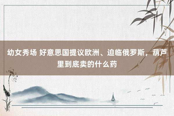 幼女秀场 好意思国提议欧洲、迫临俄罗斯，葫芦里到底卖的什么药