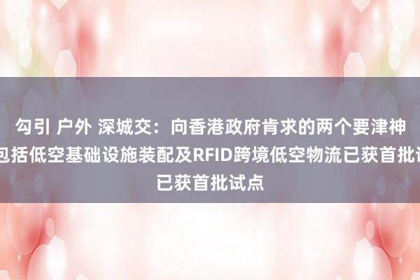 勾引 户外 深城交：向香港政府肯求的两个要津神志 包括低空基础设施装配及RFID跨境低空物流已获首批试点