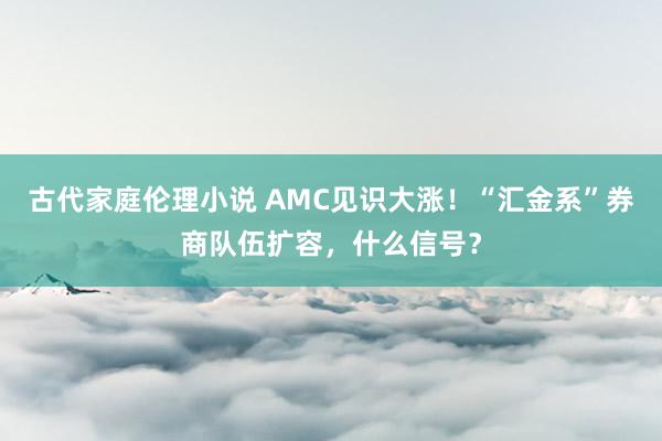 古代家庭伦理小说 AMC见识大涨！“汇金系”券商队伍扩容，什么信号？