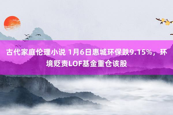 古代家庭伦理小说 1月6日惠城环保跌9.15%，环境贬责LOF基金重仓该股