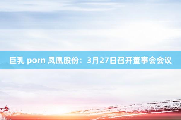 巨乳 porn 凤凰股份：3月27日召开董事会会议