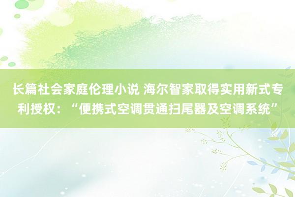 长篇社会家庭伦理小说 海尔智家取得实用新式专利授权：“便携式空调贯通扫尾器及空调系统”