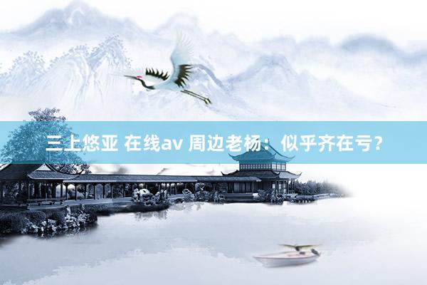 三上悠亚 在线av 周边老杨：似乎齐在亏？