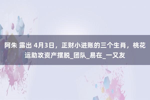 阿朱 露出 4月3日，正财小进账的三个生肖，桃花运助攻资产摆脱_团队_易在_一又友