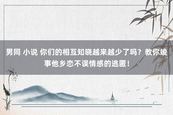 男同 小说 你们的相互知晓越来越少了吗？教你竣事他乡恋不误情感的逃匿！