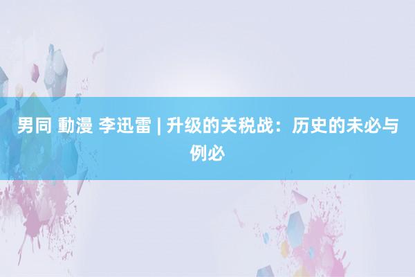 男同 動漫 李迅雷 | 升级的关税战：历史的未必与例必