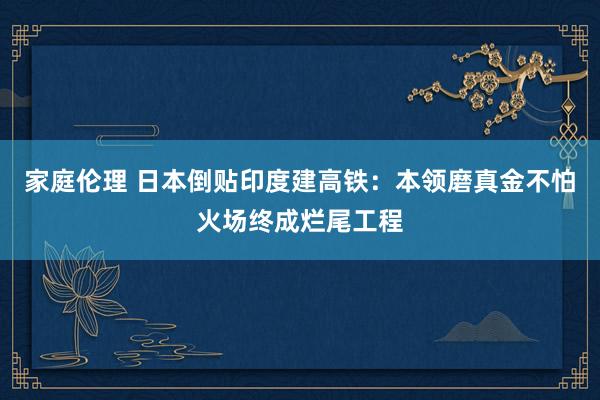 家庭伦理 日本倒贴印度建高铁：本领磨真金不怕火场终成烂尾工程