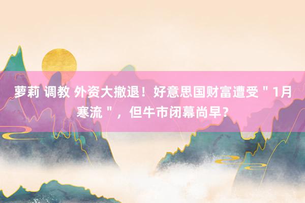 萝莉 调教 外资大撤退！好意思国财富遭受＂1月寒流＂，但牛市闭幕尚早？